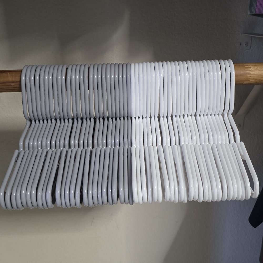 50 White & Gray Plastic Kids Clothes Hangers - Pack of Slim Hangers